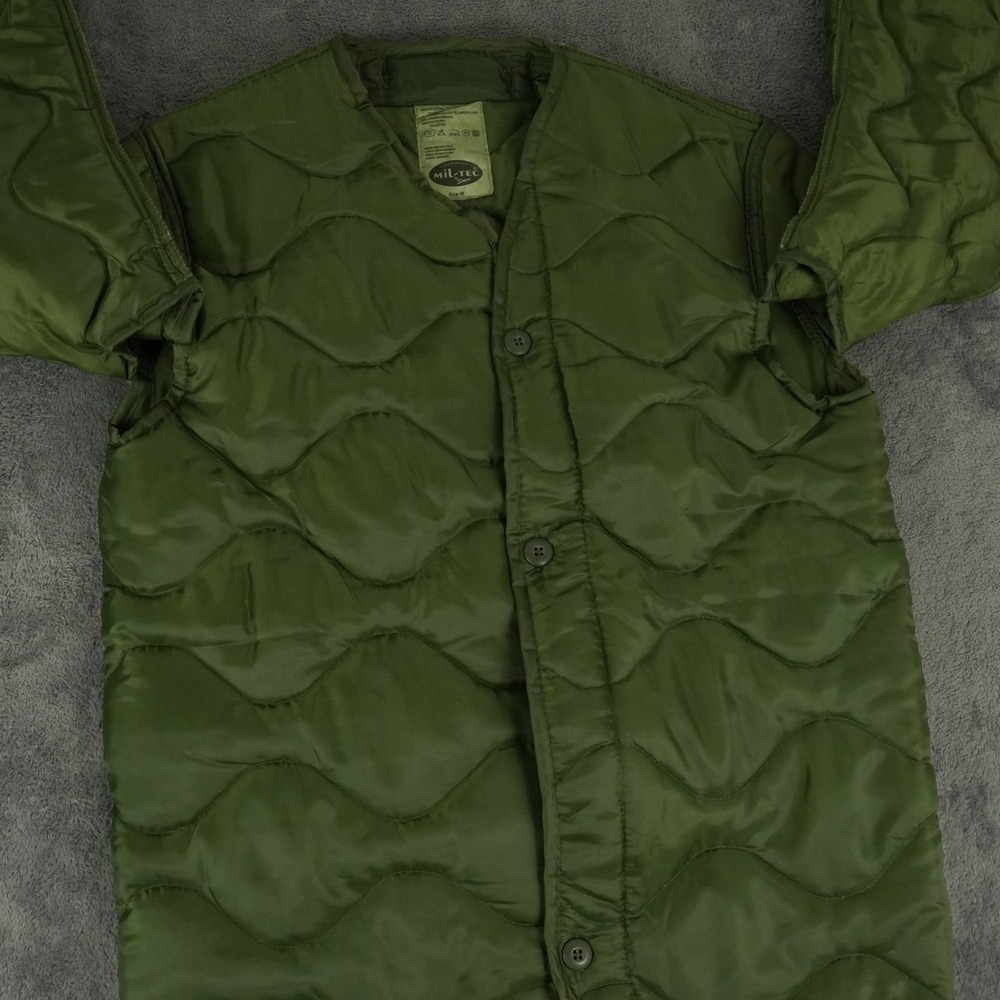 Mil-Tec M65 Jacket Liner Mens M Olive Green Quilted Military Style Button Up - Picture 2 of 6